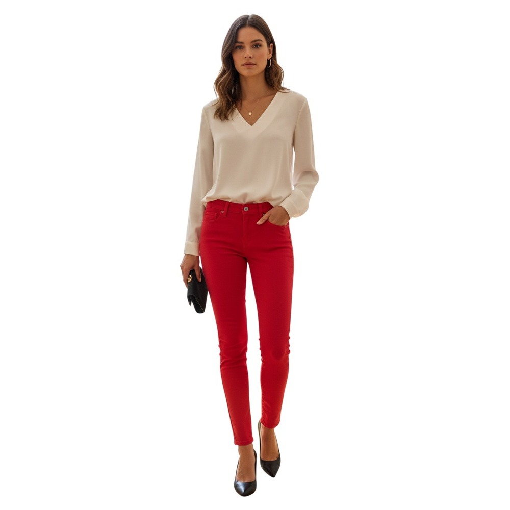 PAIGE Vintage Peg Skinny Jeans Red Dutch Apple 26x29 Mid Rise Made in USA -NOS
